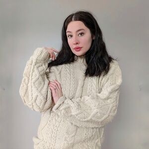 C Cable Knit Cream Sweater